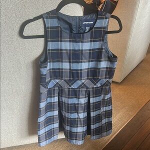 Lands' End Navy and Gray Plaid Dress uniform